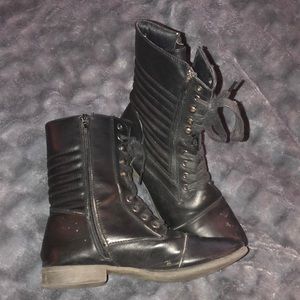 black combat boots